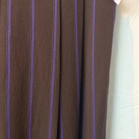 Vince Pleat-Front Wide-Leg Pants in Brown and Purple Stripes Size 14 - Picture 6 of 13